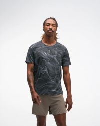 HOKA EVERYRUN SS CLF PRT BLACK ET WHITE PRINT Tee shirt  Running pas cher