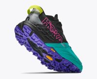 HOKA SPEEDGOAT 7 BLACK ET ELECTRIC AQUA Chaussures de trail pas cher