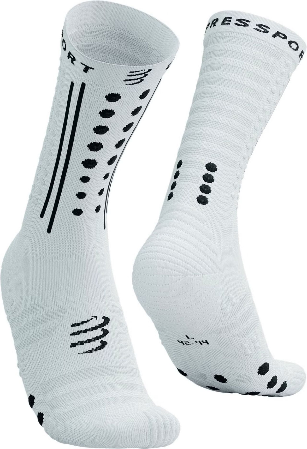COMPRESSPORT AERO SOCKS 2.0 WHITE BLACK  Chaussettes running