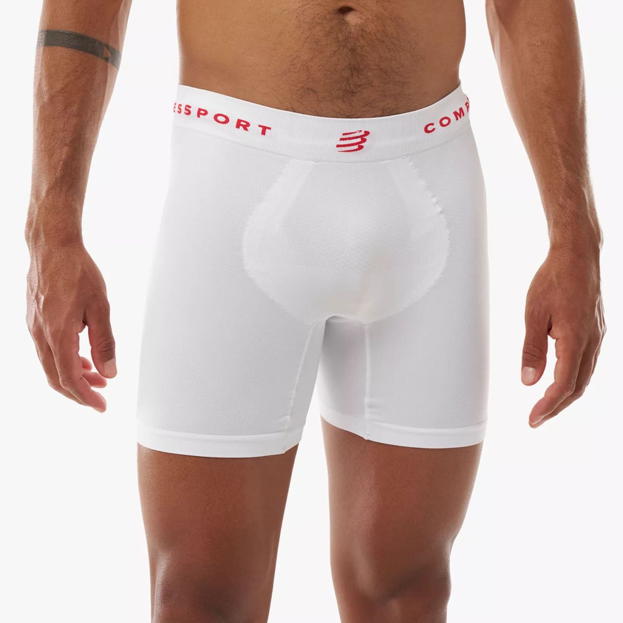 COMPRESSPORT FEELFREE SEAMLESS BOXER WHITE RED   Sous-Vêtement