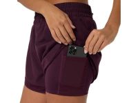 ASICS NAGINO RUN 2-N-1 SHORT DARK AUBERGINE Short Running femme pas cher