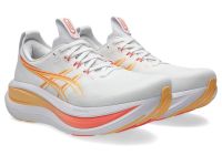 ASICS GEL NIMBUS 28 WHITE ET SUN CORAL Chaussure running asics pas cher
