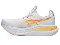ASICS GEL NIMBUS 28 WHITE ET SUN CORAL Chaussure running asics pas cher