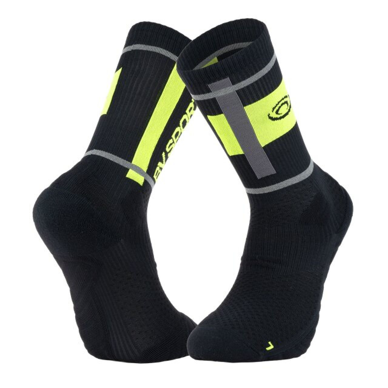 BV SPORT SOCQUETTE REFLECT 2 NOIR ET JAUNE  Chaussettes de trail