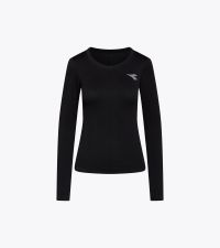 DIADORA LS TEE SHIRT STRATOUNO WOMEN NOIR Tee shirt running pas cher