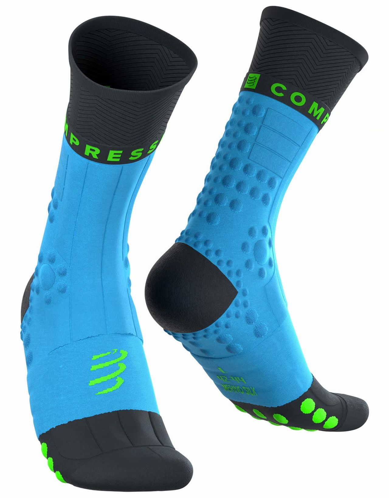 COMPRESSPORT PRO RACING SOCKS WINTER TRAIL NORSE BLUE ET BLACK Chaussettes running