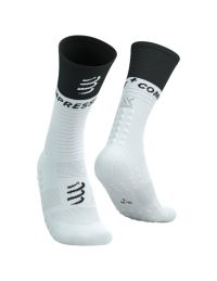 COMPRESSPORT MID COMPRESSION SOCKS V2.0 WHITE ET BLACK Chaussettes running