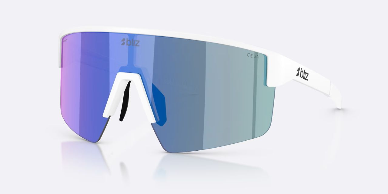 BLIZ LUNETTES P004 MATTE WHITE AVEC VERRE SMOKE  BLUE MULTI  Lunettes de sport